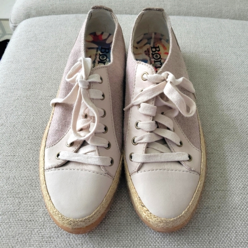 Born Corfield Natural Cream Canvas Leather Shoes Women's US 8.5 NWOT - Picture 2 of 10
